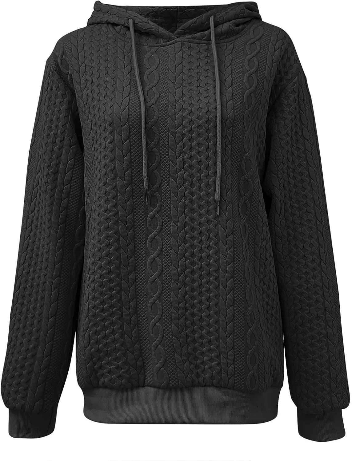 slqdgmryz Oversized Hoodies for Women Plus Size Cable Knit Sweater Loose Fit Drawstring Comfort Hoodie Preppy Sweatshirt