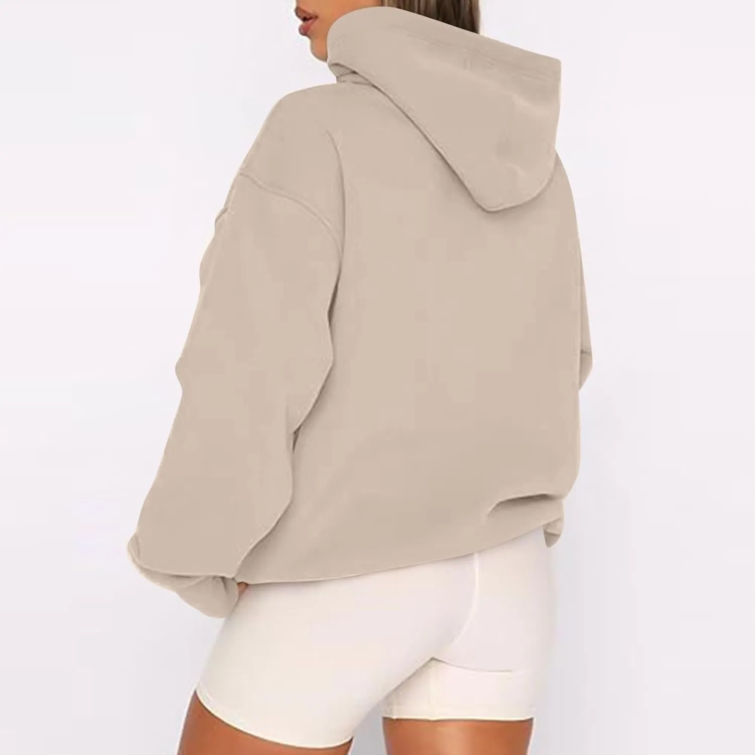 slqdgmryz Zip Up Hoodie Women Drawstring Oversized Sweatshirt Zipped Cute Hoodies Y2k Workout Fleece Jacket with Pockets