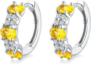 Small Hoop Earrings for Women Hypoallergenic 925 Sterling Silver 13.5mm Thick Huggie Earrings Hoops Created Gemstone Diamond Birthstone Wedding Earrings
