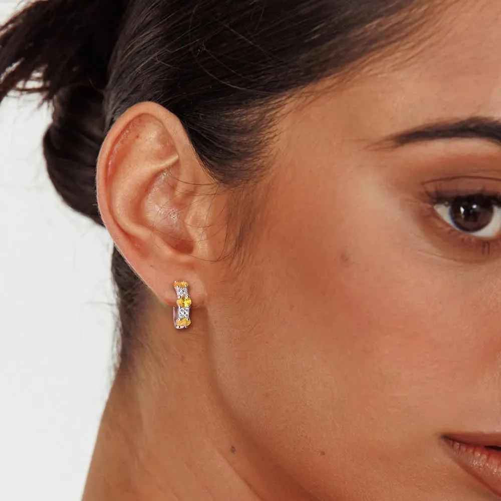 Small Hoop Earrings for Women Hypoallergenic 925 Sterling Silver 13.5mm Thick Huggie Earrings Hoops Created Gemstone Diamond Birthstone Wedding Earrings