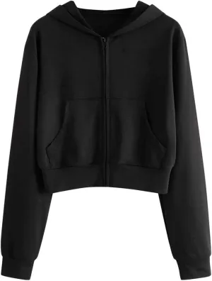 SMIDOW Crop Full Zip Up Hoodie Women Cute 2023 Fall Fashion y2k Clothes Teen Girl Cropped Lightweight Jacket With Hood
