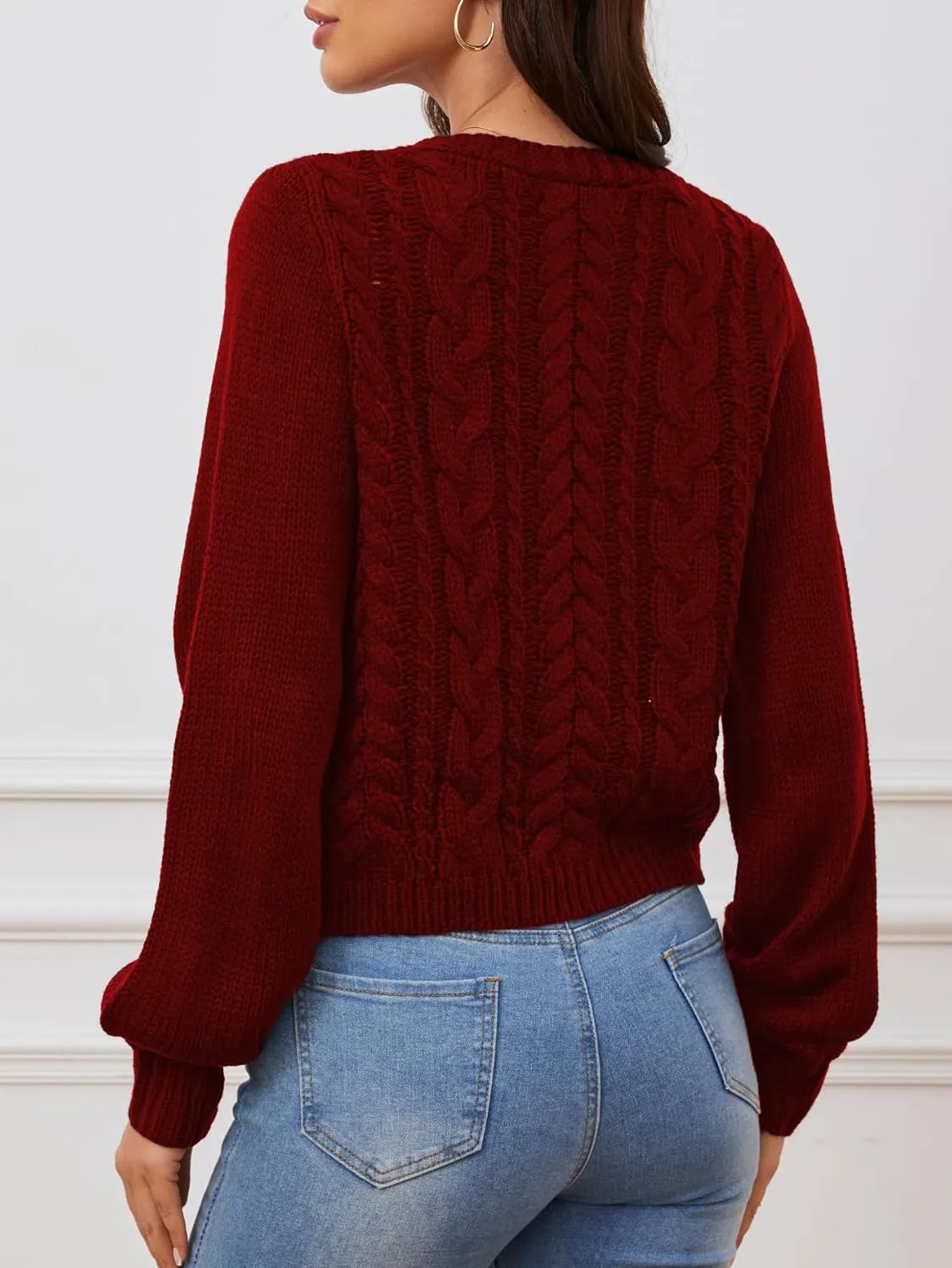 SOLY HUX Women's Tie Front Cardigan Sweaters Long Sleeve Bow Sweater Fall Winter Trendy Outerwear Tops