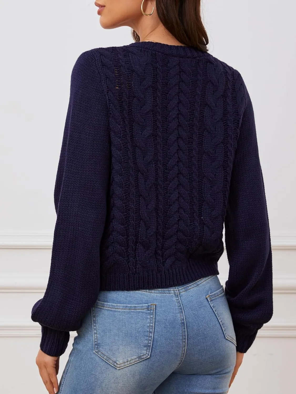 SOLY HUX Women's Tie Front Cardigan Sweaters Long Sleeve Bow Sweater Fall Winter Trendy Outerwear Tops