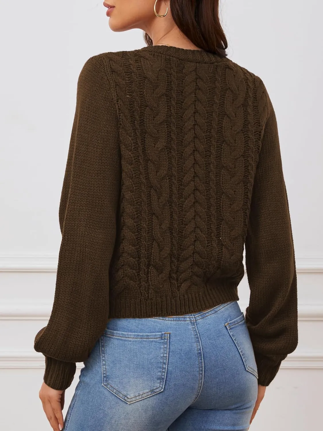 SOLY HUX Women's Tie Front Cardigan Sweaters Long Sleeve Bow Sweater Fall Winter Trendy Outerwear Tops