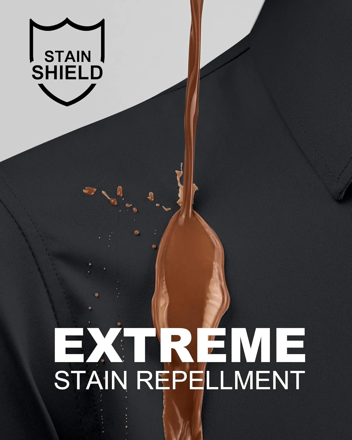 Stain Shield Dress Shirts for Men Long Sleeve Mens Dress Shirts Slim Fit Casual Button Down Shirts Big Shirts
