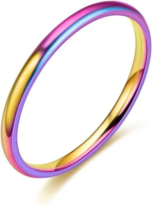 Stainless Steel Rings for Women Band Rings Finger Stacking Ring 1mm Thin Titanium Wedding Rings Polished