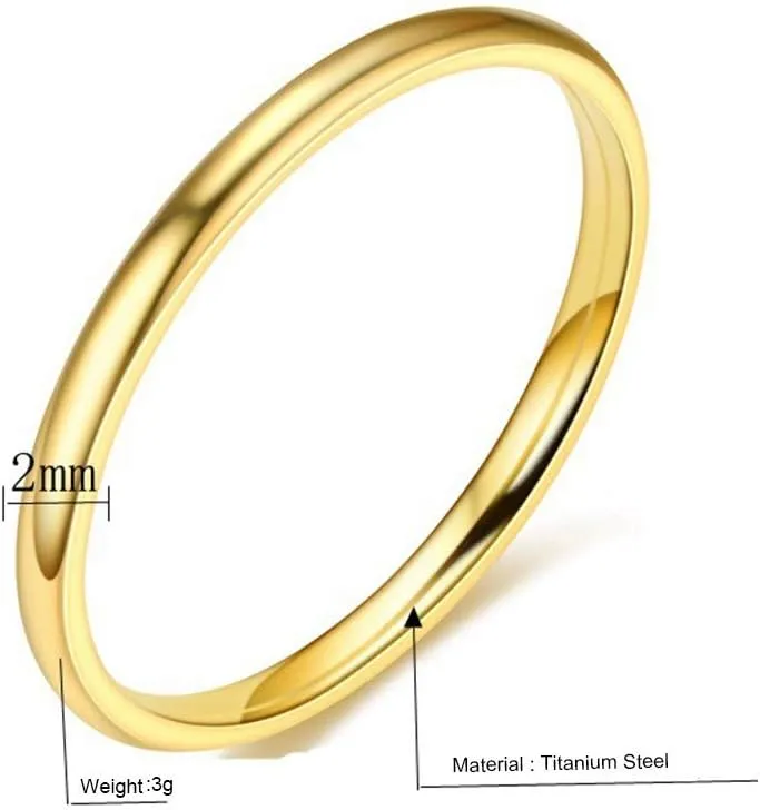 Stainless Steel Rings for Women Band Rings Finger Stacking Ring 1mm Thin Titanium Wedding Rings Polished