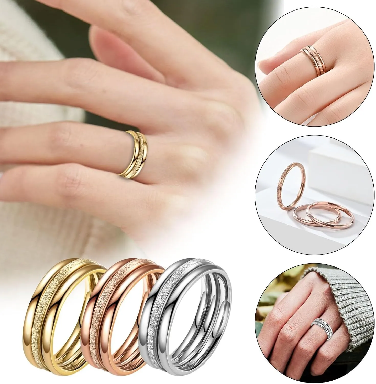 Stainless Steel Stackable Wedding Band Women's Stacking Eternity Ring Minimalist Promise Rings Trendy Jewelry Gifts