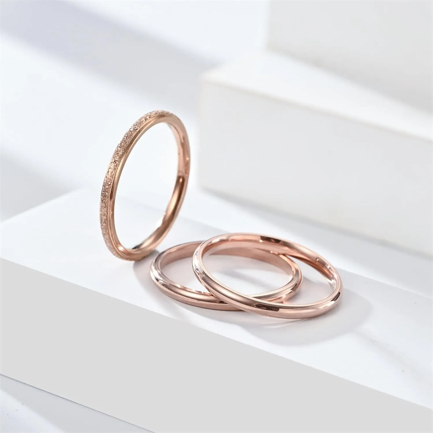 Stainless Steel Stackable Wedding Band Women's Stacking Eternity Ring Minimalist Promise Rings Trendy Jewelry Gifts