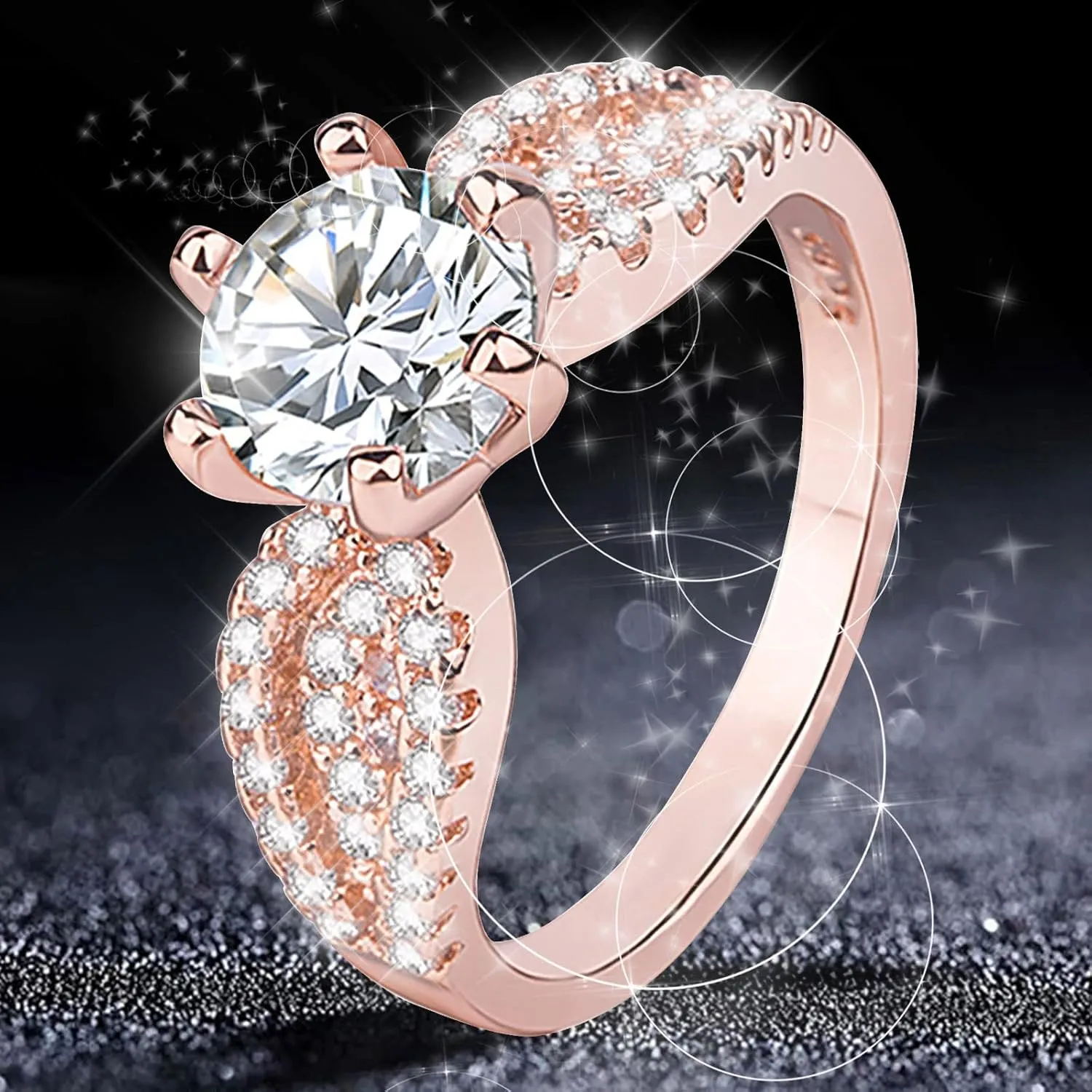 Sterling Silver Rings Rose Gold Plated Adjustable Ring Stackable Engagement Rings For Women Promise Rings for Her