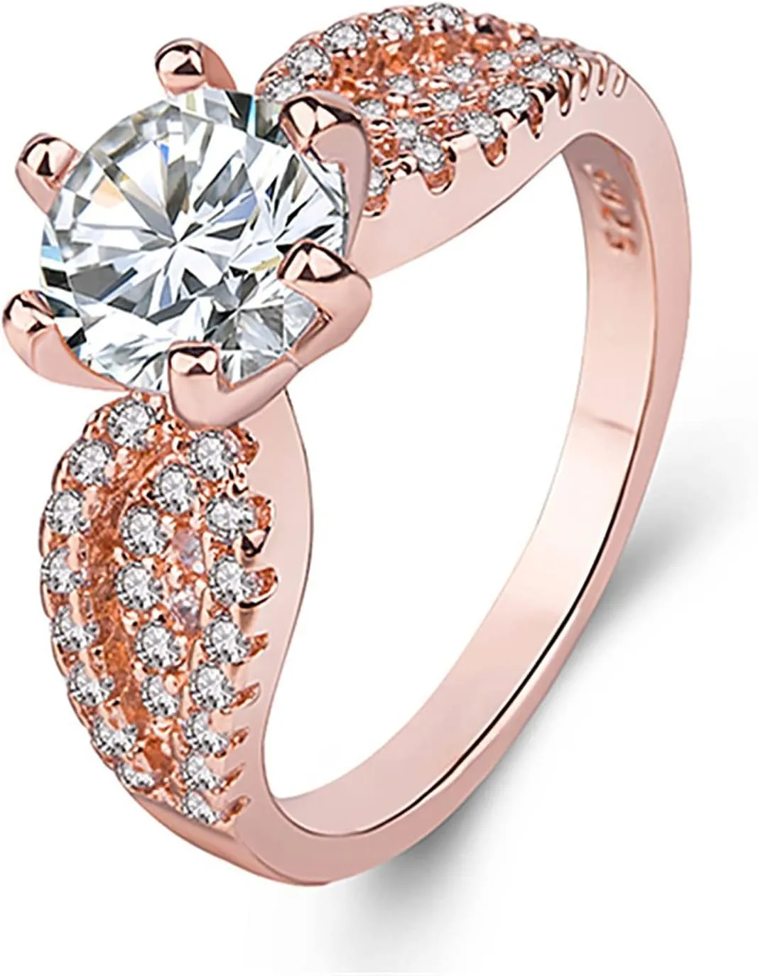 Sterling Silver Rings Rose Gold Plated Adjustable Ring Stackable Engagement Rings For Women Promise Rings for Her