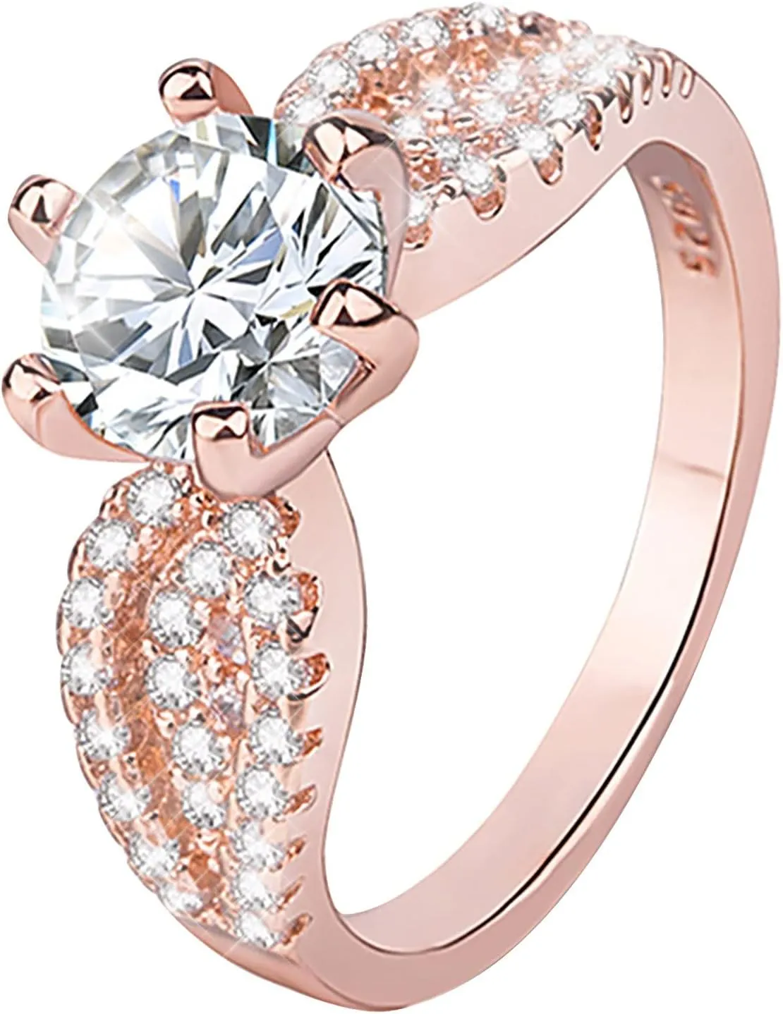 Sterling Silver Rings Rose Gold Plated Adjustable Ring Stackable Engagement Rings For Women Promise Rings for Her