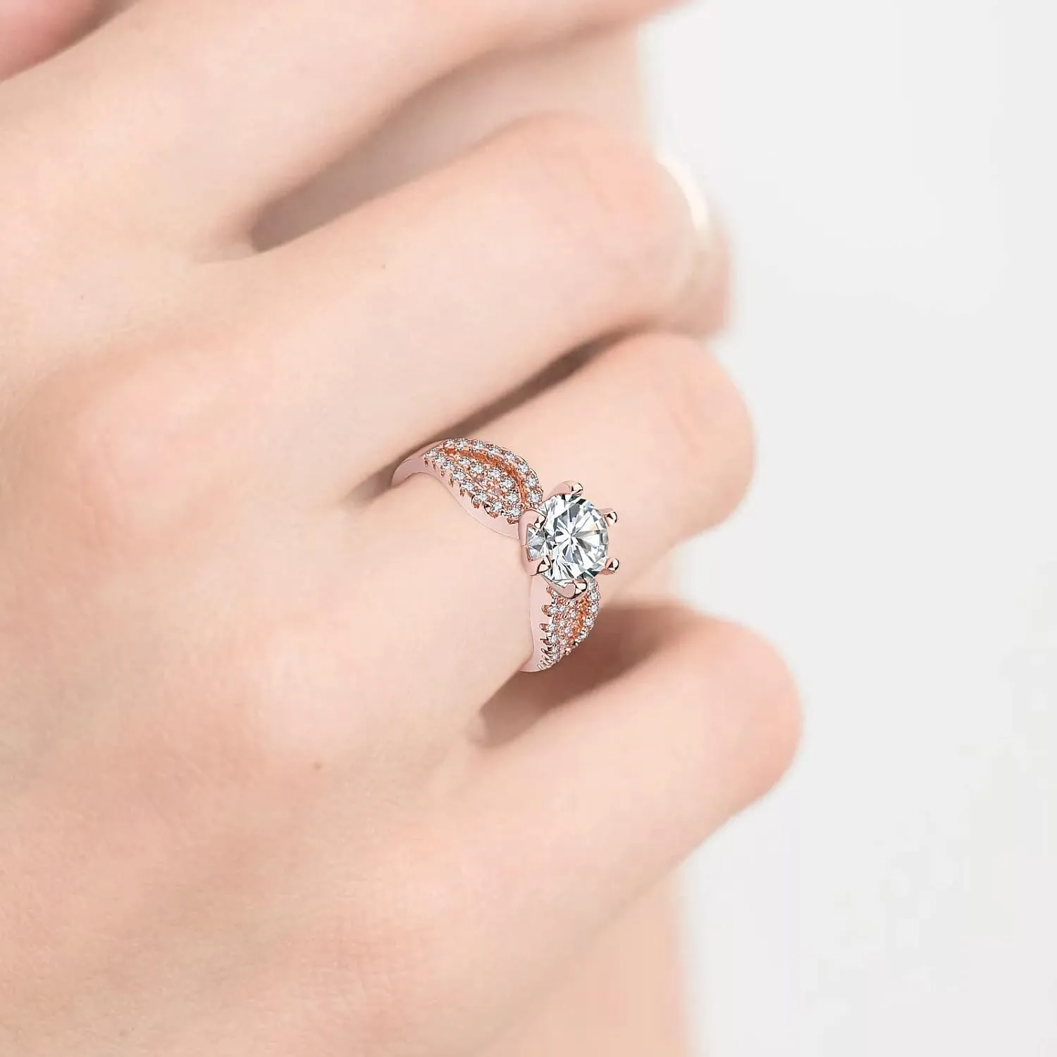 Sterling Silver Rings Rose Gold Plated Adjustable Ring Stackable Engagement Rings For Women Promise Rings for Her