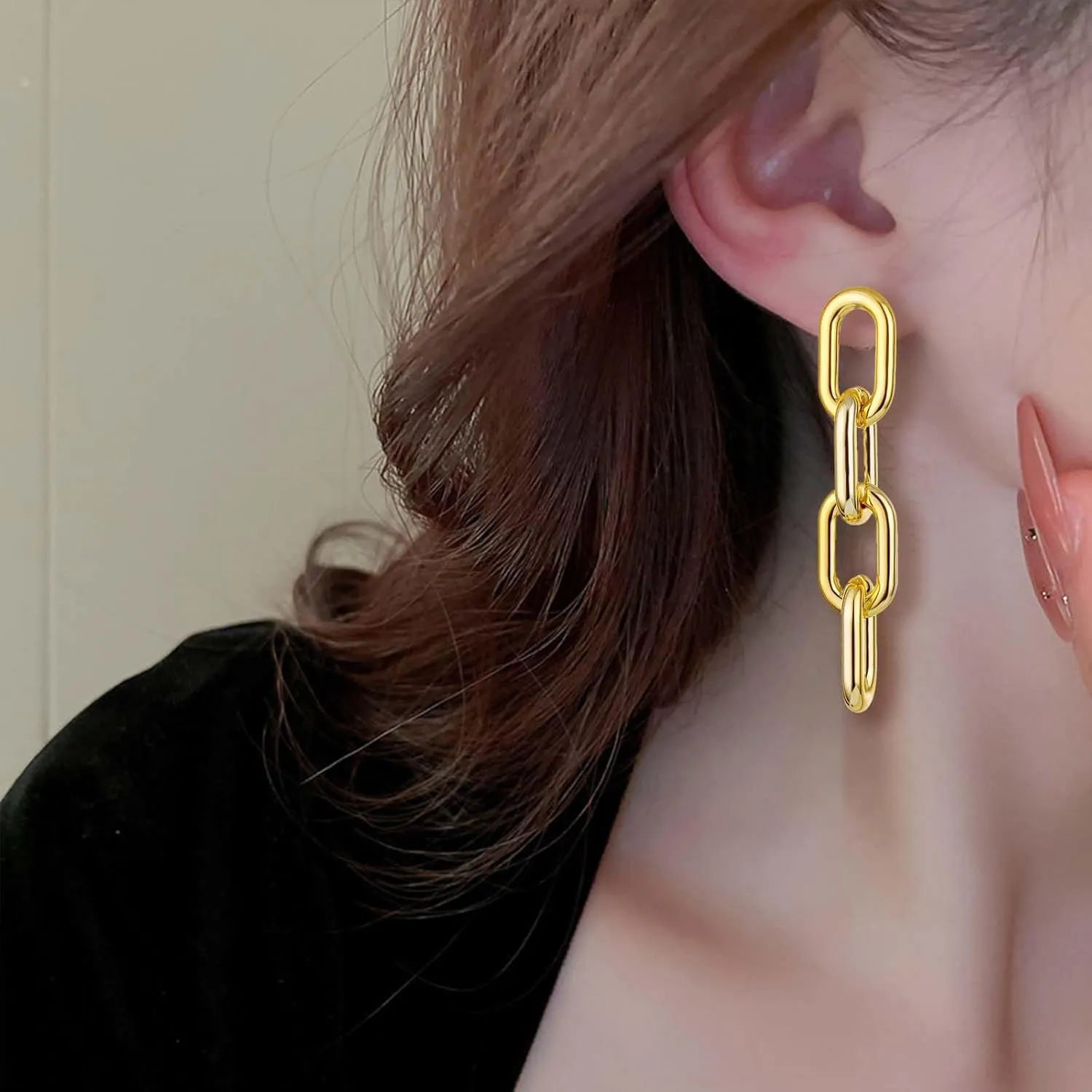 Stocking Stuffers Holiday Outfits for Women 2024 Chain Earrings for Women Gold Link Earrings Paperclip Dangle Drop Earrings Jewelry Gifts