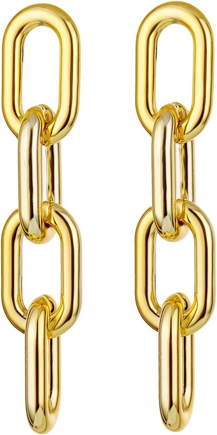 Stocking Stuffers Holiday Outfits for Women 2024 Chain Earrings for Women Gold Link Earrings Paperclip Dangle Drop Earrings Jewelry Gifts