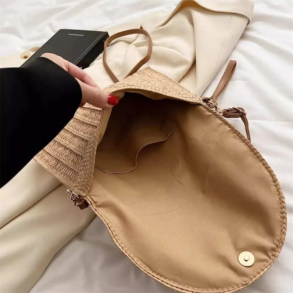 Straw Clutch Purse Beach Clutch Bags Women Cross Envelope Straw Bag Beach Woven Bag