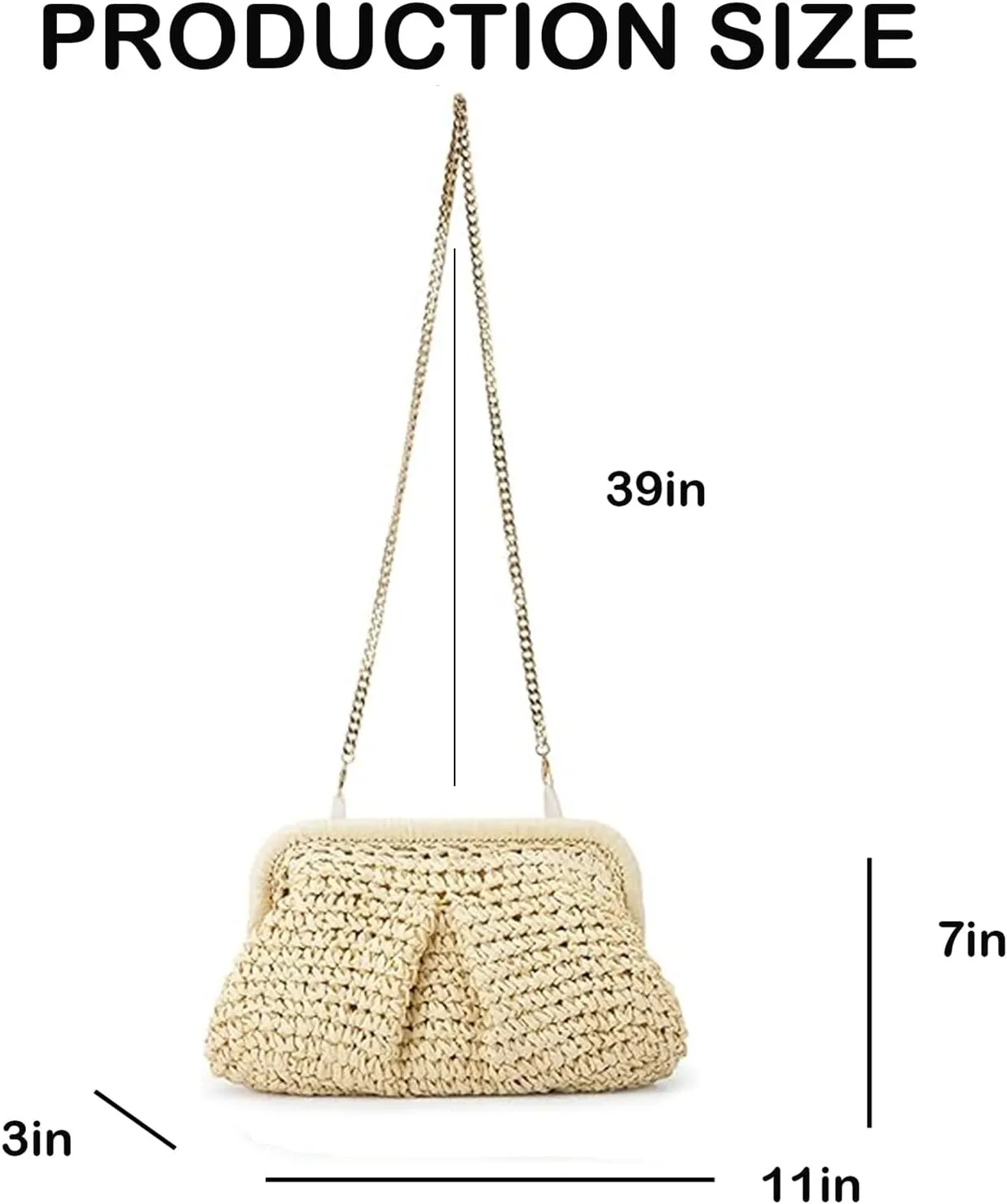 Straw Clutch Purse for Women Crossbody Shoulder Handbag Summer Beach Woven Bag Dumpling Pouch