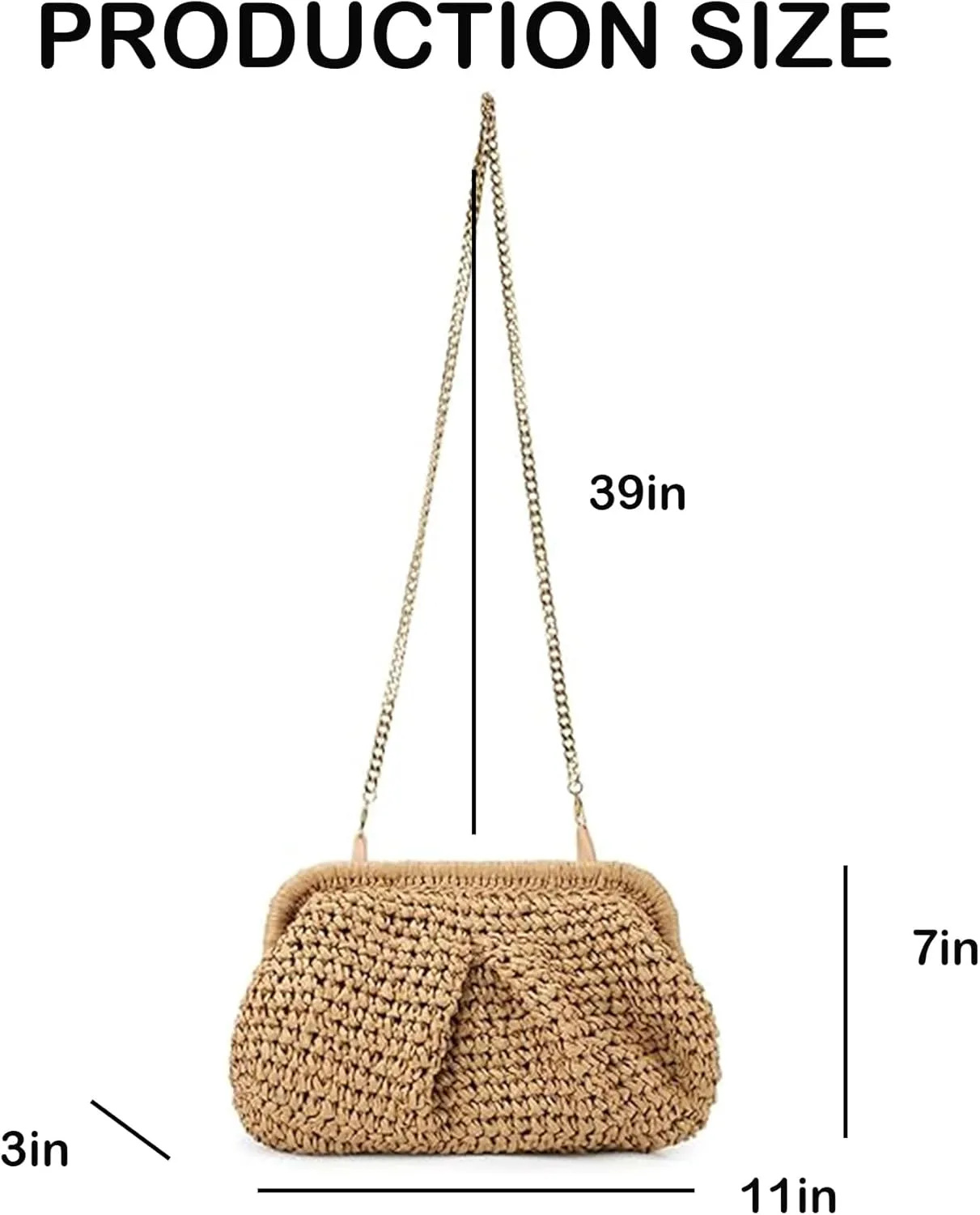 Straw Clutch Purse for Women Crossbody Shoulder Handbag Summer Beach Woven Bag Dumpling Pouch