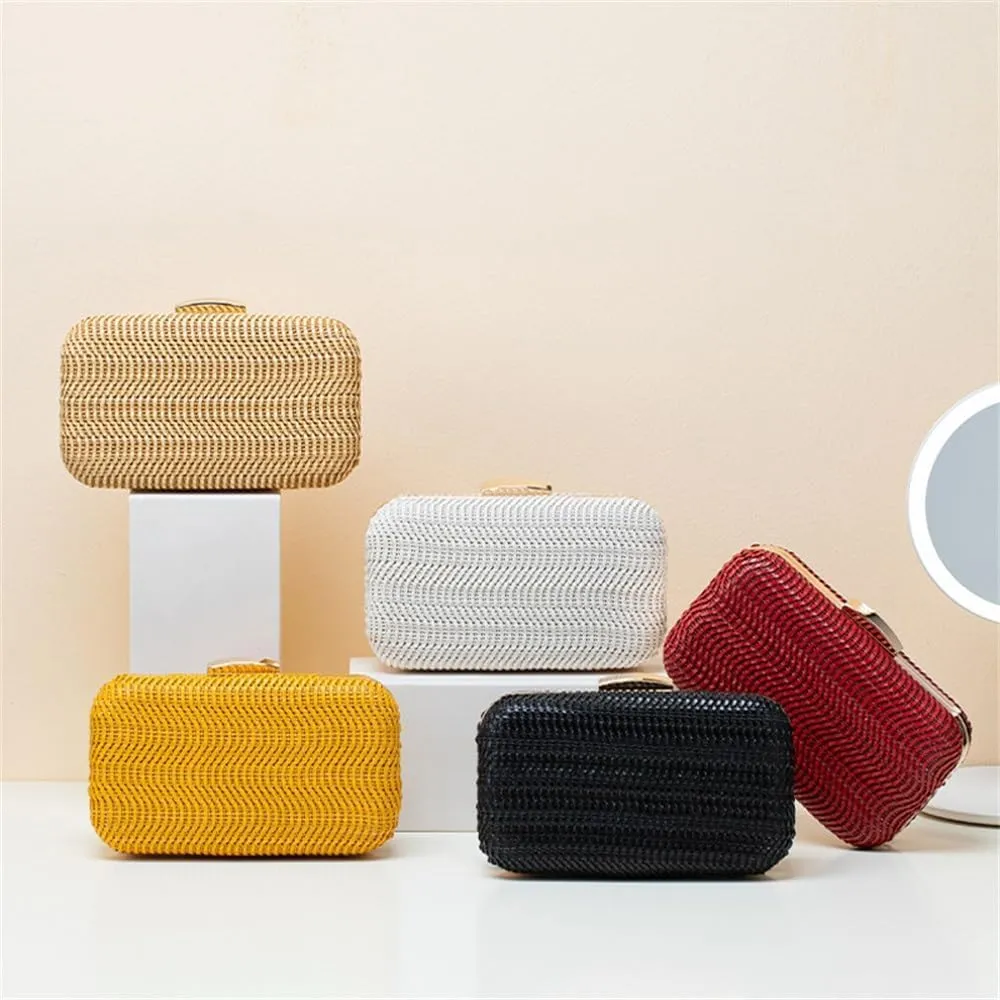 Straw Clutch Purse Handbag Tote Take Chain Ladies Clutch Bag Beach Woven Bag