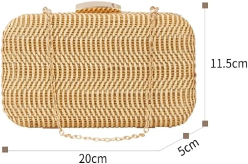 Straw Clutch Purse Handbag Tote Take Chain Ladies Clutch Bag Beach Woven Bag