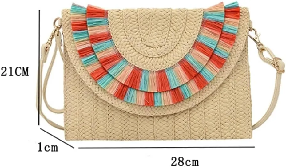 Straw Clutch Purse Ladies Clutch Envelope Bag Beach Woven Bag