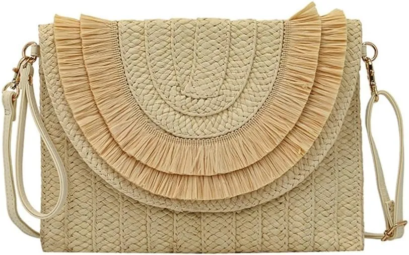 Straw Clutch Purse Ladies Clutch Envelope Bag Beach Woven Bag