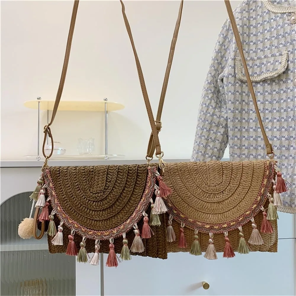 Straw Clutch Purse Straw Bag Ethnic Handbag Envelope Beach Woven Bag