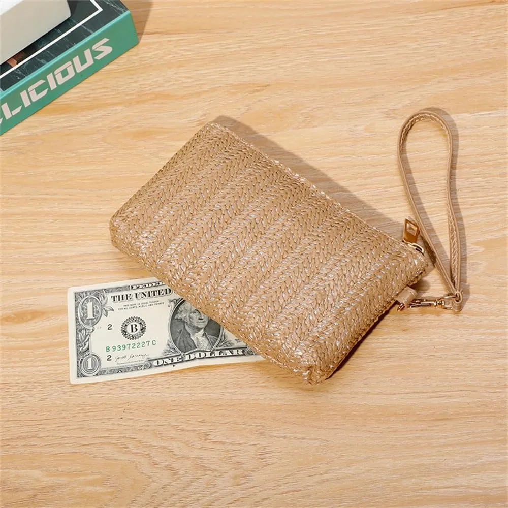 Straw Clutch Purse Women Straw Clutch Bag Mobile Phone Bag Coin Purse Beach Woven Bag