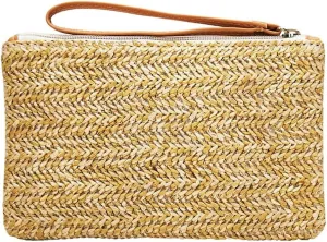 Straw Clutch Purse Women Summer Straw Clutch Bag Card Position Coin Purse Beach Woven Bag