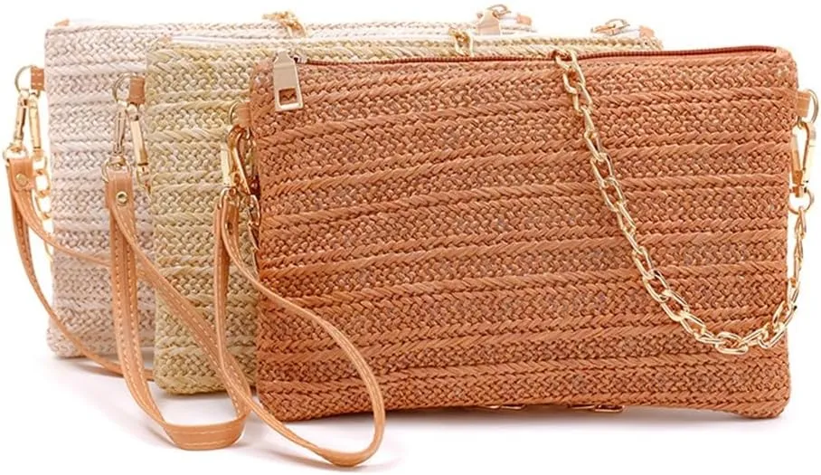Straw Clutch Purse Women Summer Straw Clutch Bag Shoulder Slant Beach Bag Beach Woven Bag