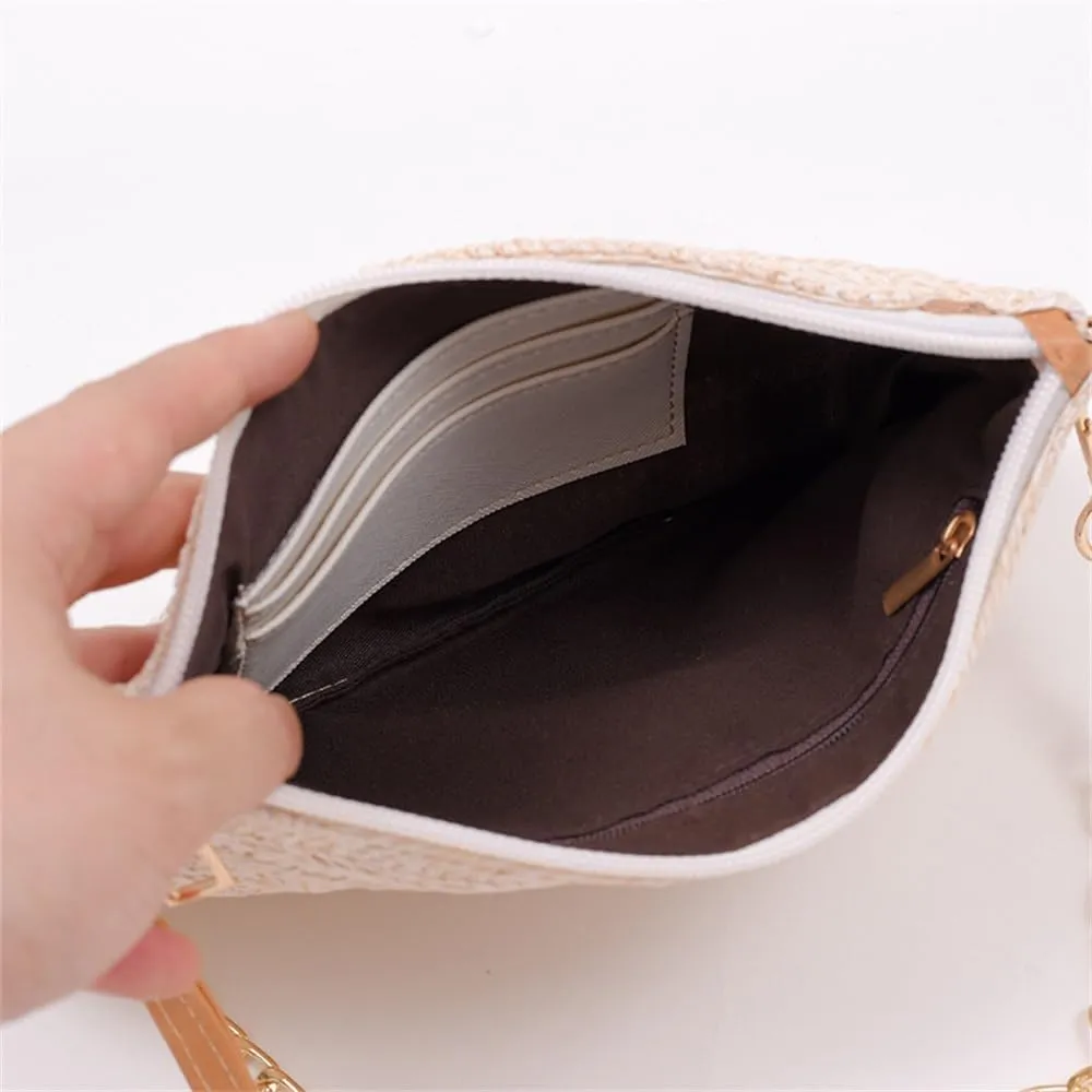 Straw Clutch Purse Women Summer Straw Clutch Bag Shoulder Slant Beach Bag Beach Woven Bag