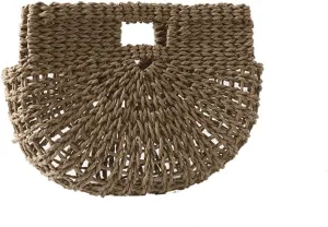 Straw Clutch Purse Women's Bag Summer Straw Bag Large Capacity Tote Bucket Bag Beach Woven Bag(Brown)