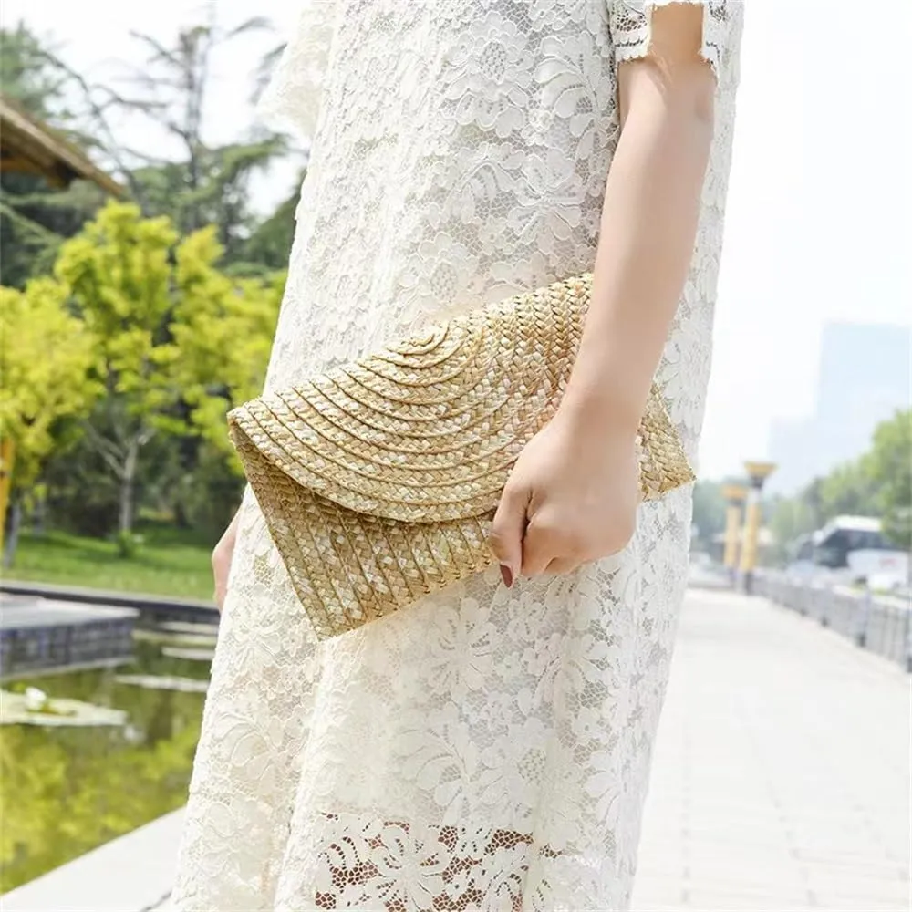Straw Clutch Purse Women's Clip Bags Straw Bags Clutch Bags Beach Woven Bag