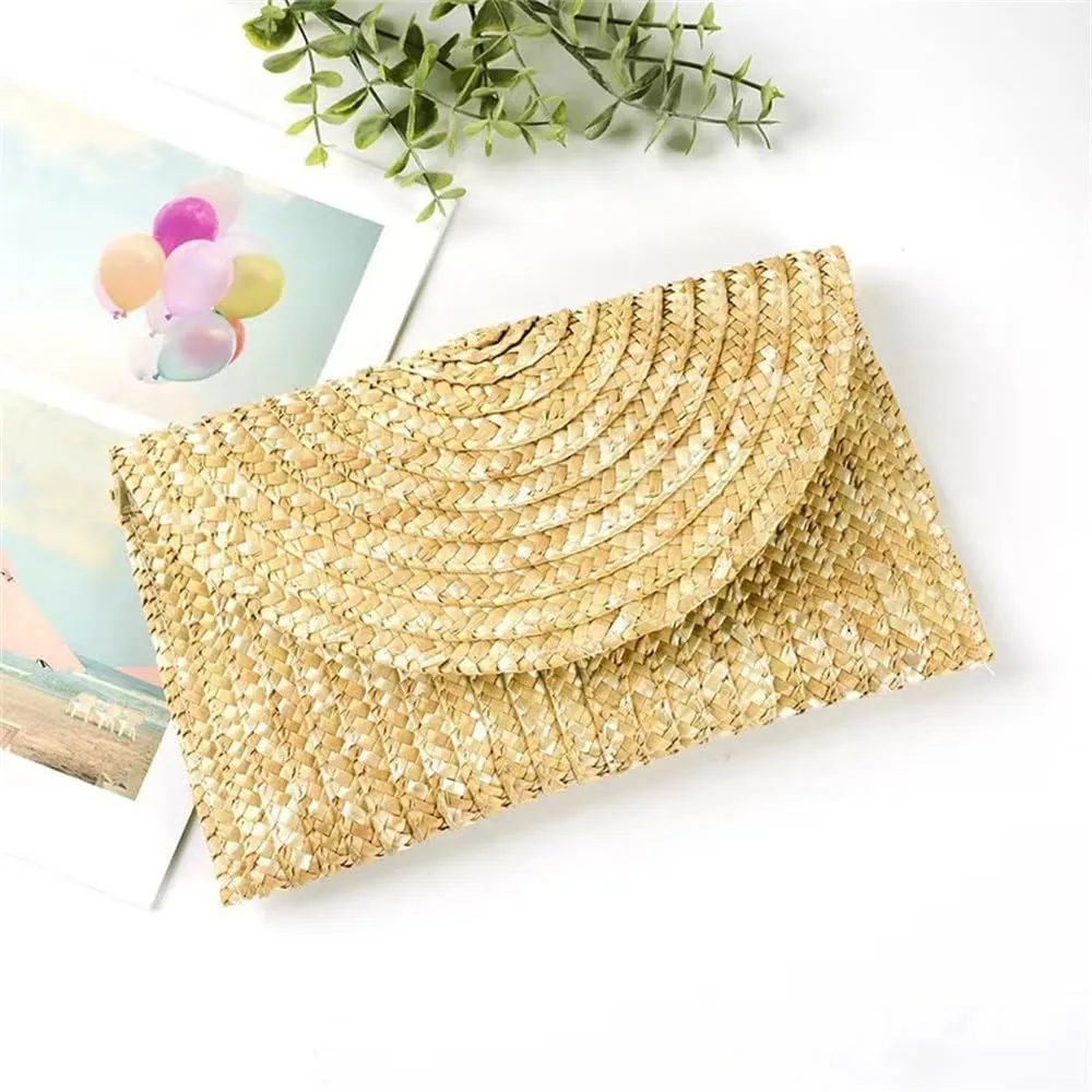 Straw Clutch Purse Women's Clip Bags Straw Bags Clutch Bags Beach Woven Bag