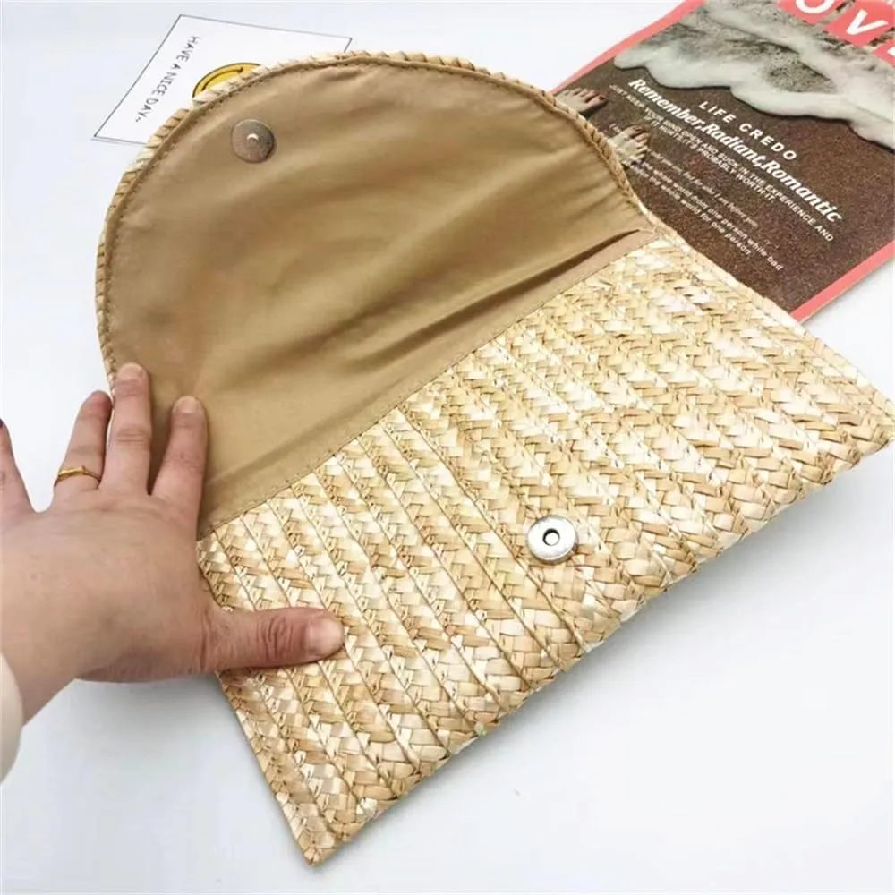 Straw Clutch Purse Women's Clip Bags Straw Bags Clutch Bags Beach Woven Bag