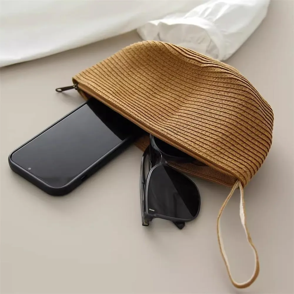 Straw Clutch Purse Women's Handbag Straw Clutch Bag Organiser Bag Beach Woven Bag