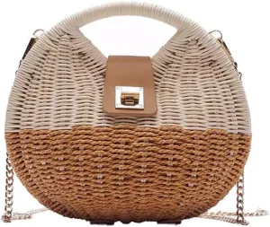 Straw Clutch Purse Women's Slanting Straw Bag Clutch Chain Bag Beach Woven Bag