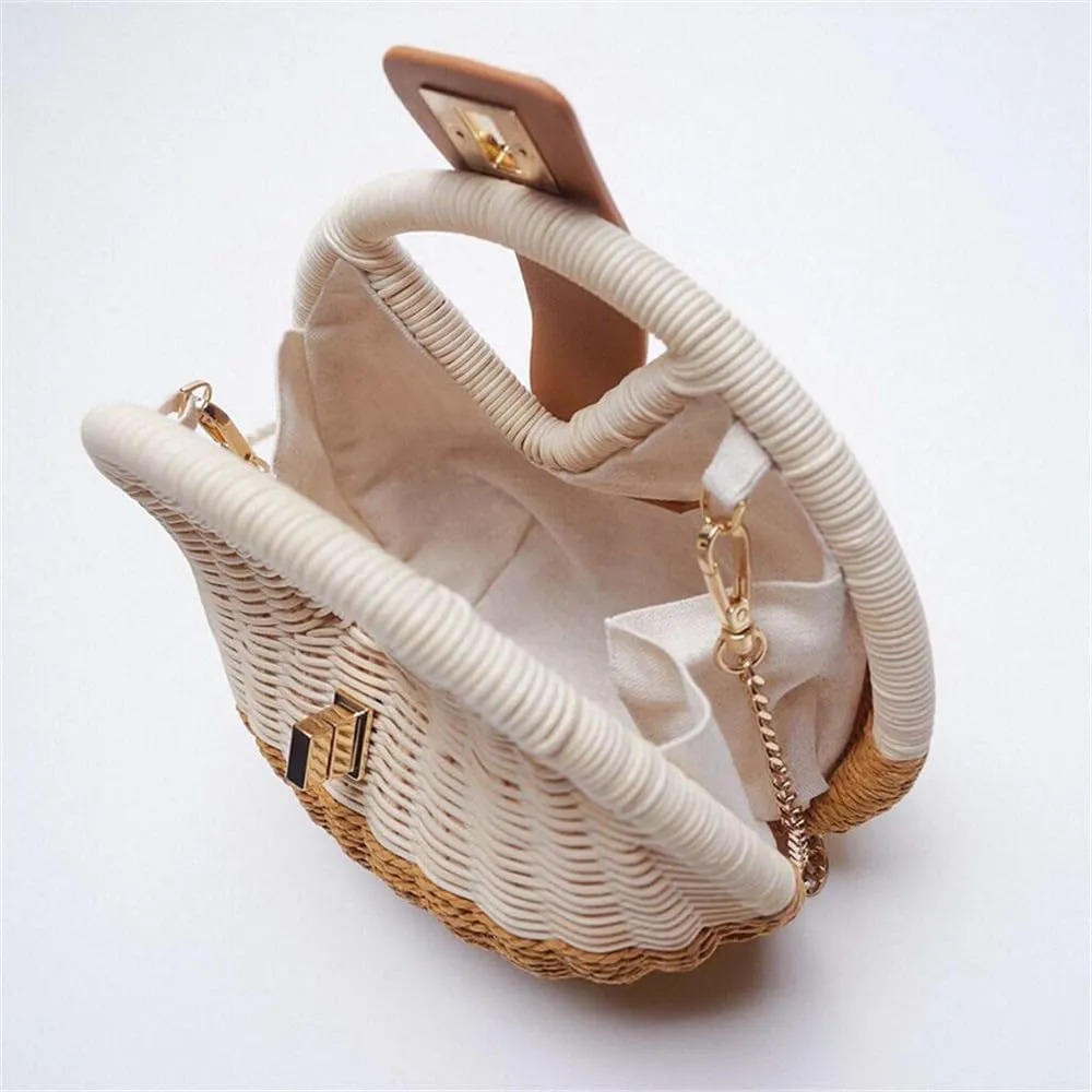 Straw Clutch Purse Women's Slanting Straw Bag Clutch Chain Bag Beach Woven Bag
