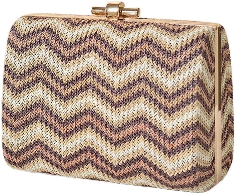 Straw Clutch Purse Women's Square Bag Evening Bag Clutch Beach Woven Bag(Colour 4)