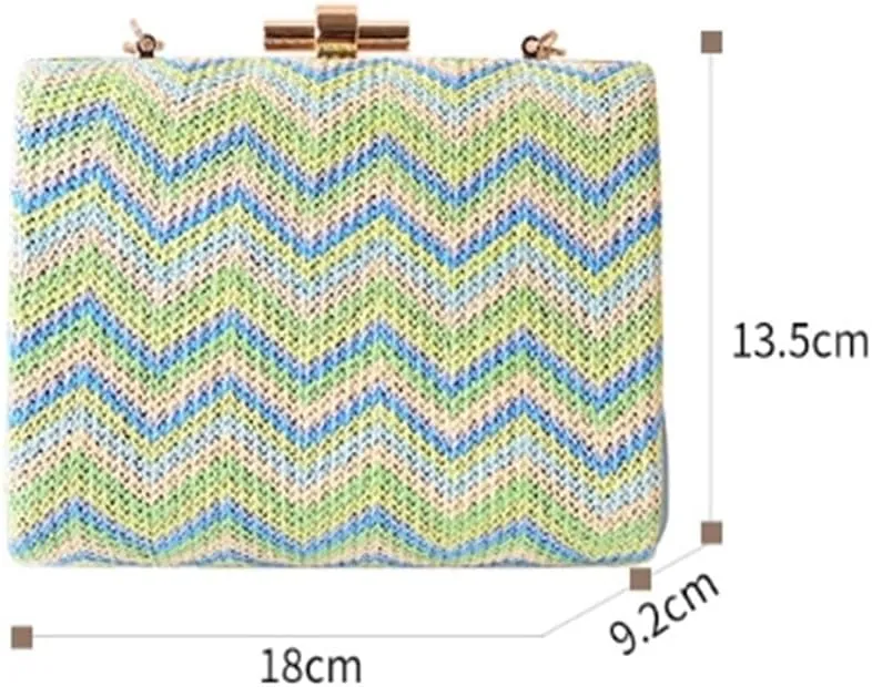Straw Clutch Purse Women's Square Bag Evening Bag Clutch Beach Woven Bag(Colour 4)