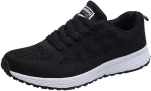 SuanlaTDS Shoes Mesh Sneakers Running Fashion Women Round Straps Cross Flat Shoes Casual Women's Casual Shoes Black Sneakers Women Size 6 (Black, 7)