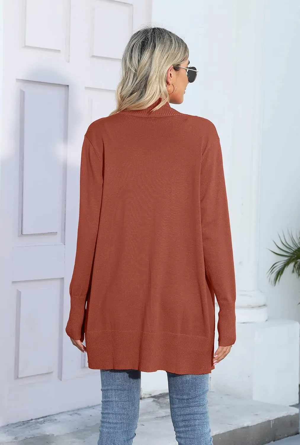 SUEANI Women's Open Front Casual Long Sleeve Knitwear Classic Sweaters Cardigan with Pockets