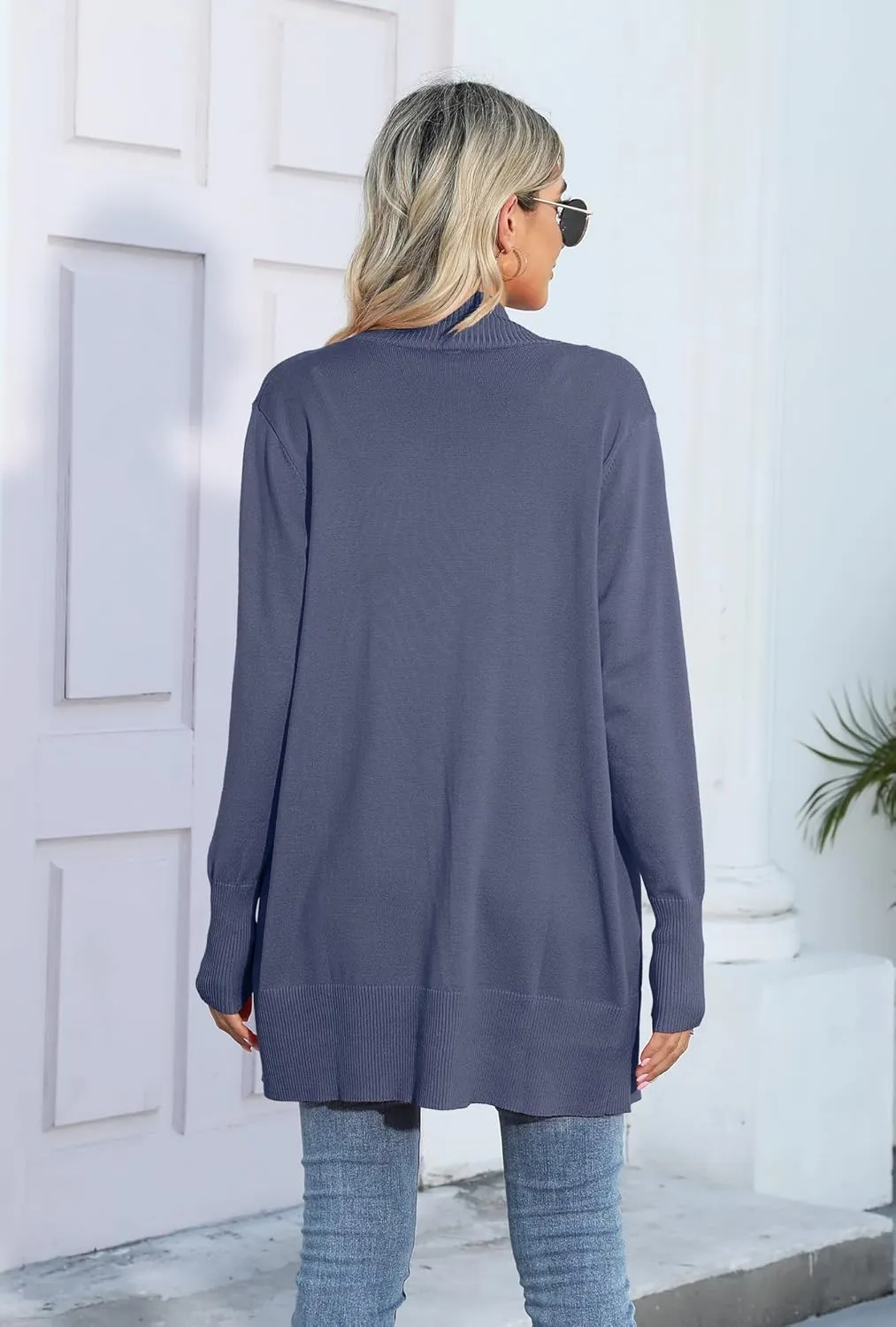 SUEANI Women's Open Front Casual Long Sleeve Knitwear Classic Sweaters Cardigan with Pockets