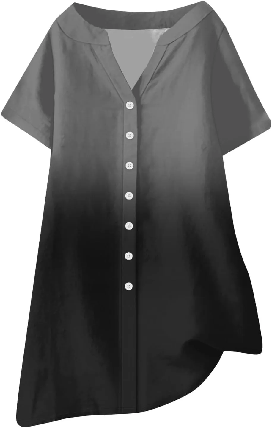 Summer Beach Sundress Women's Gradient Color Dress V Neck Short Sleeve Button Down Top Mini T Shirt Dresses