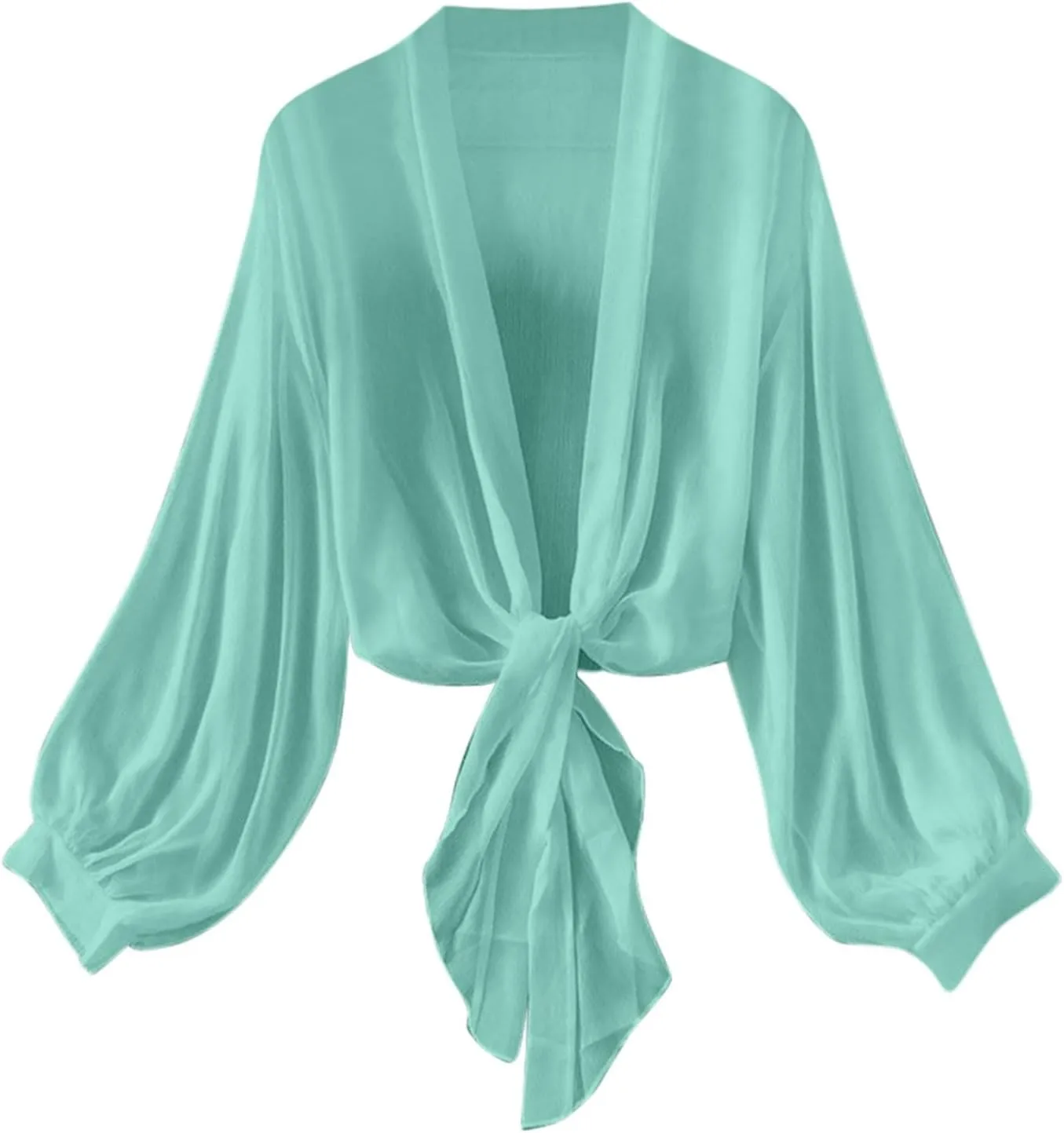 Summer Cardigans for Women Lightweight Chiffon Blouse Boho Floral Tops Cropped Open Front Cardigan Long Sleeve Shirts