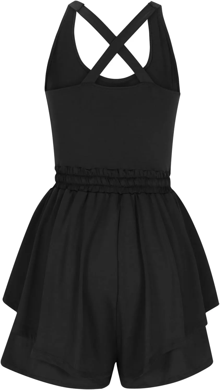 Summer Rompers for Women 2024 Tennis Skirt Dress Athletic Skort Romper Dress with Shorts Underneath Trendy