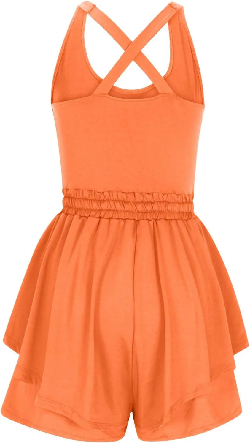 Summer Rompers for Women 2024 Tennis Skirt Dress Athletic Skort Romper Dress with Shorts Underneath Trendy