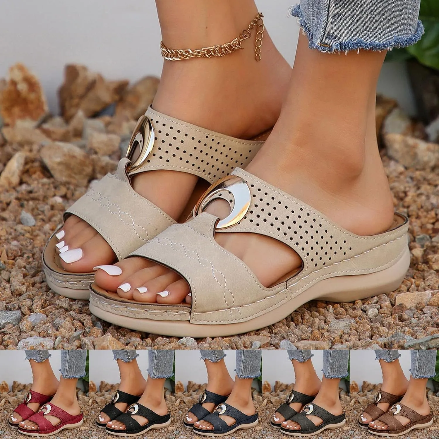 Summer Sandals for Women Wide Width Walking Sandals Dressy Comfortable Wedge Sandals Arch Support Orthopedic Sandals