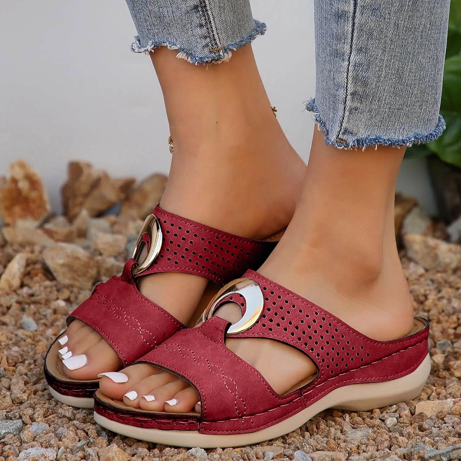 Summer Sandals for Women Wide Width Walking Sandals Dressy Comfortable Wedge Sandals Arch Support Orthopedic Sandals