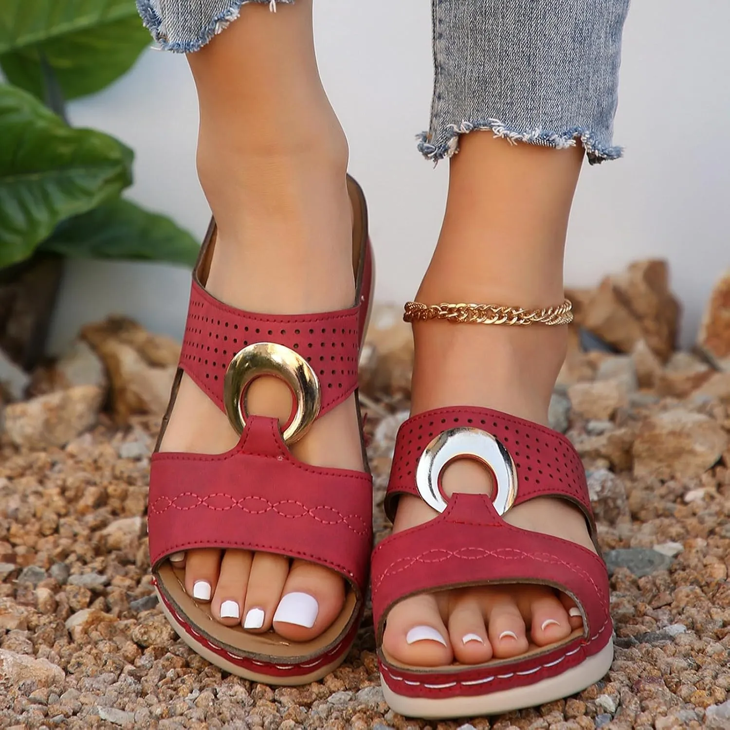 Summer Sandals for Women Wide Width Walking Sandals Dressy Comfortable Wedge Sandals Arch Support Orthopedic Sandals